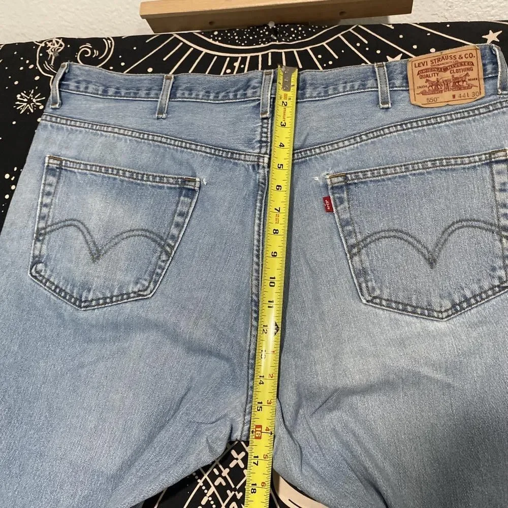 Levi's 550 Jeans Men's 44x30 Blue Cotton Denim Straight Relaxed Fit Baggy Travel